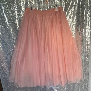 Pink Tulle Midi Skirt